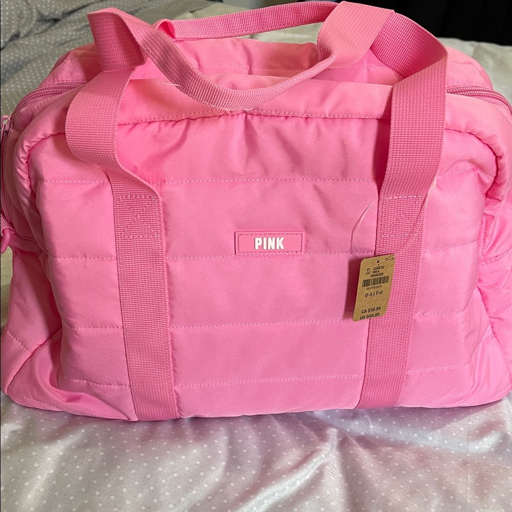 PINK Victoria's Secret Hot Pink Quilted Travel Bag